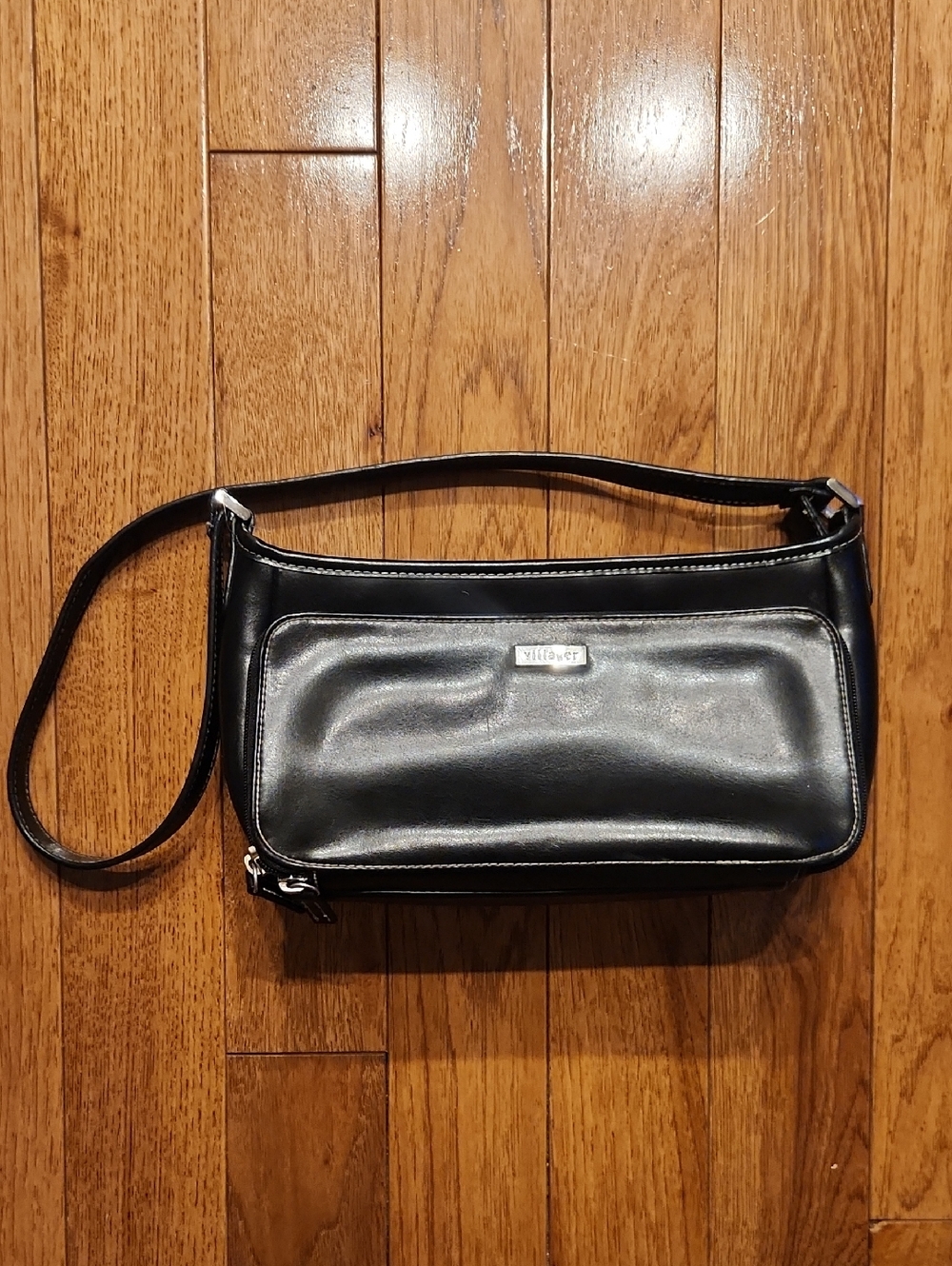 Villager Black Shoulder Bag with Front Zip Pocket P-004